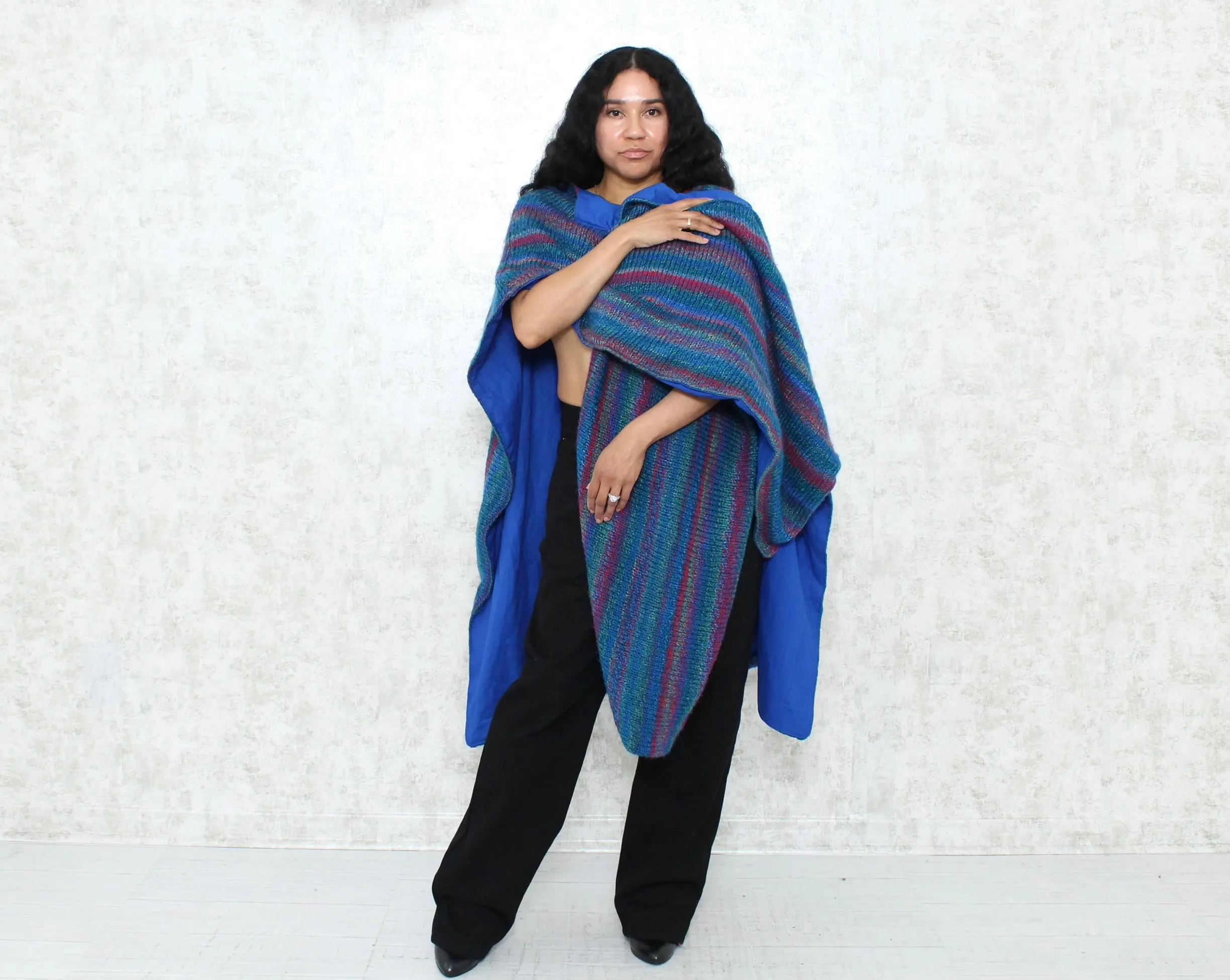 1970s Reversible Hand Knit Poncho