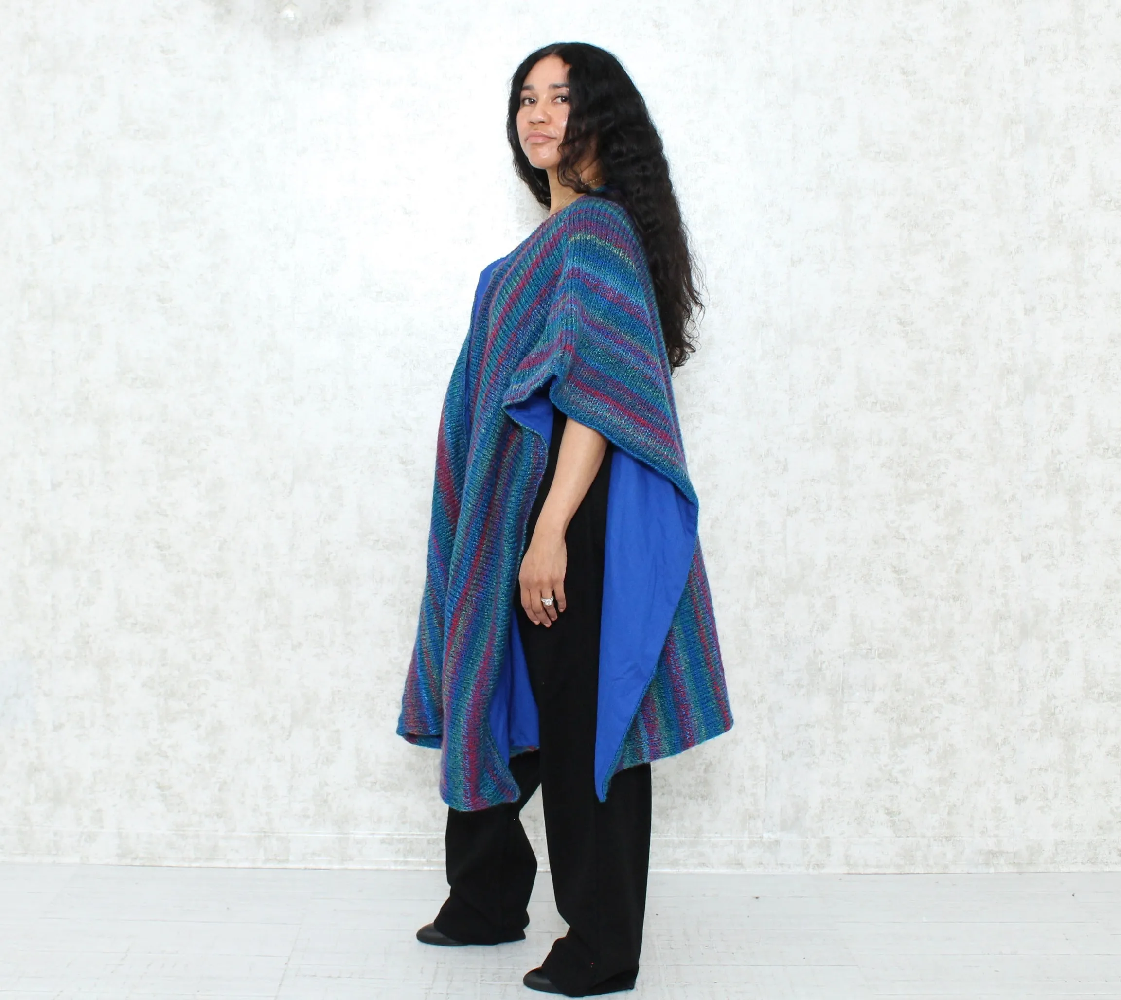 1970s Reversible Hand Knit Poncho