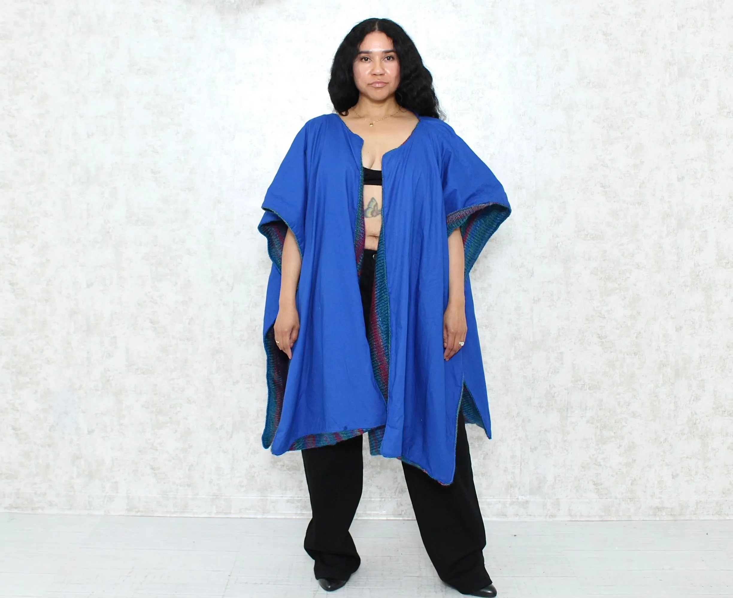 1970s Reversible Hand Knit Poncho