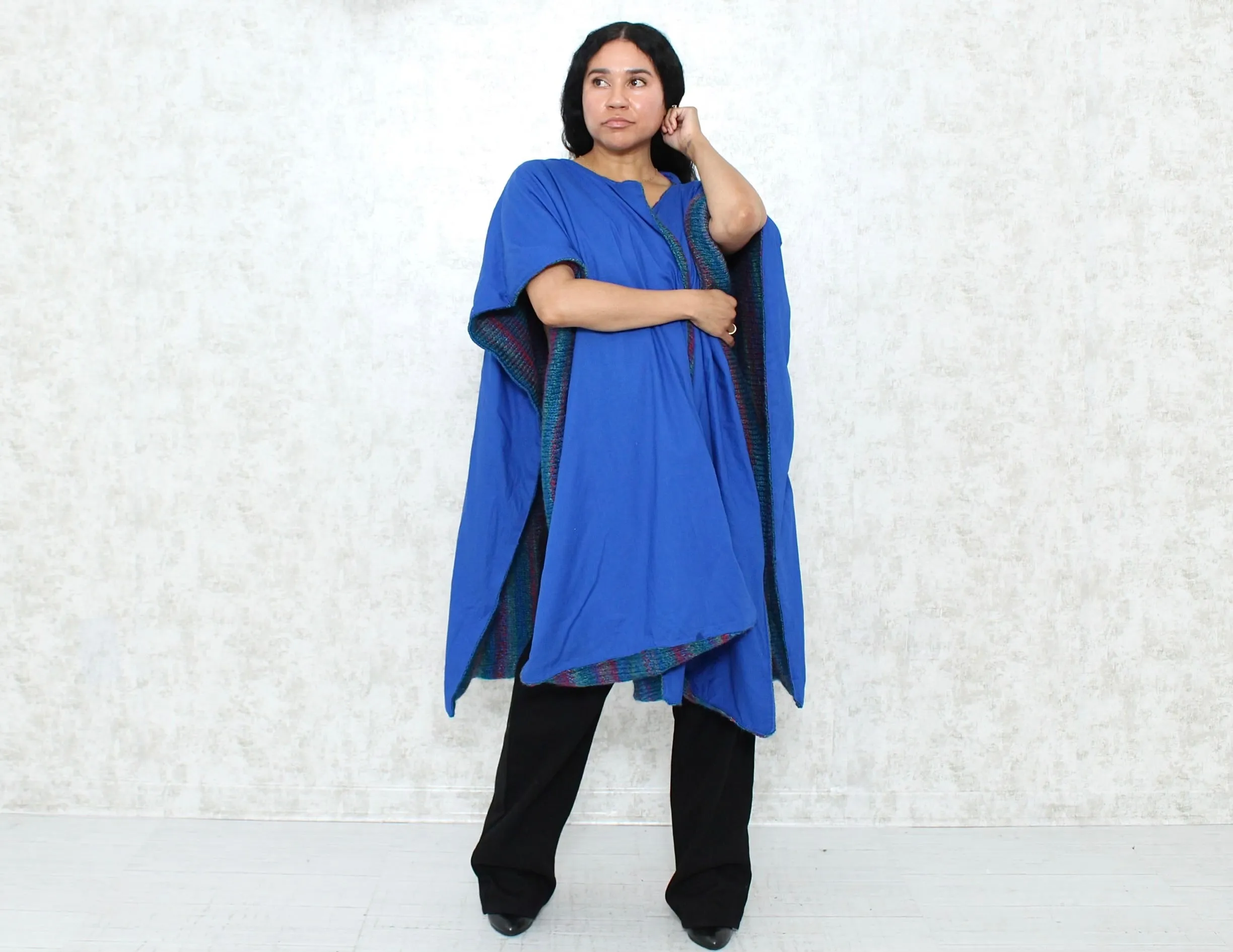1970s Reversible Hand Knit Poncho