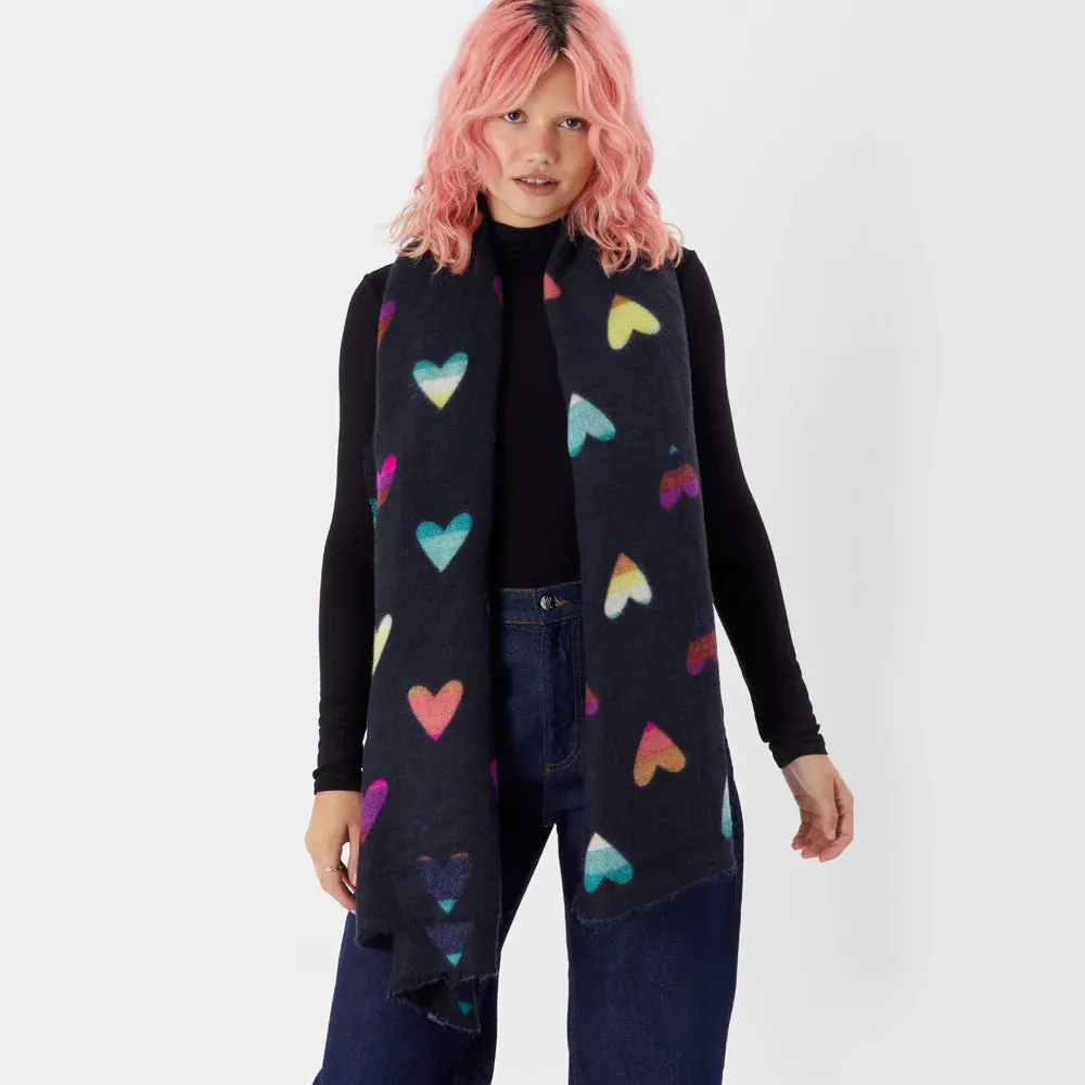 Accessorize London Women's Multi Rainbow Hearts Blanket