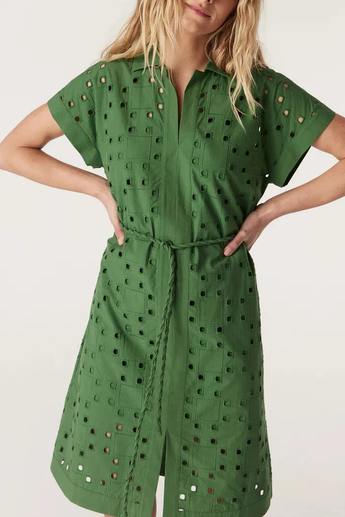 Ally embroidered dress- green