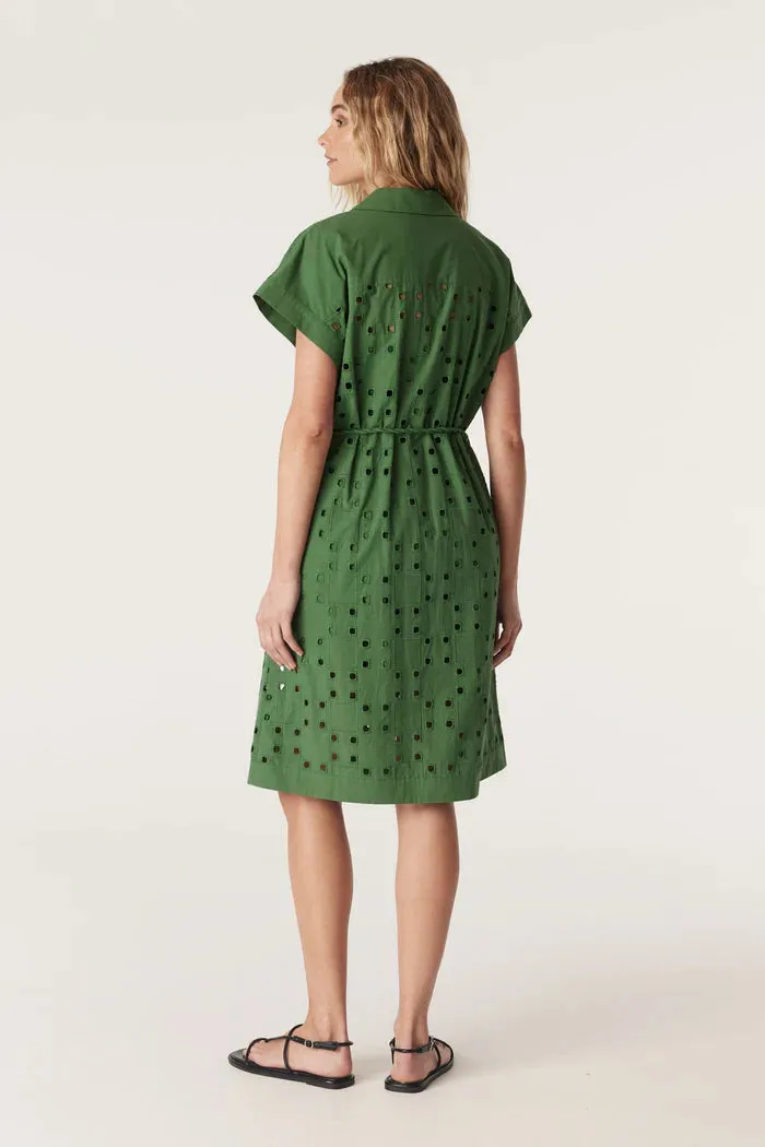 Ally embroidered dress- green