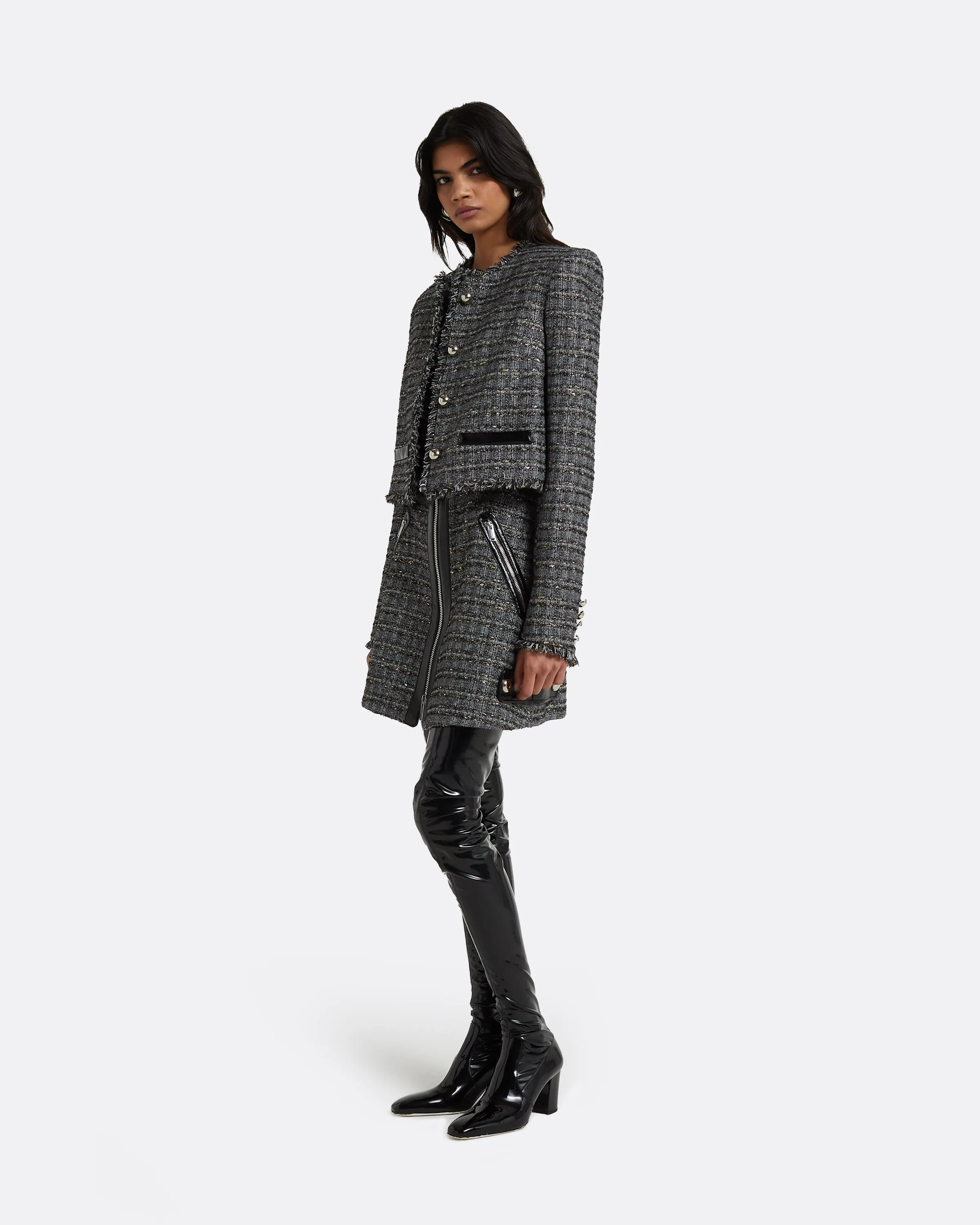 Amelia Metallic Greyscale Jacket