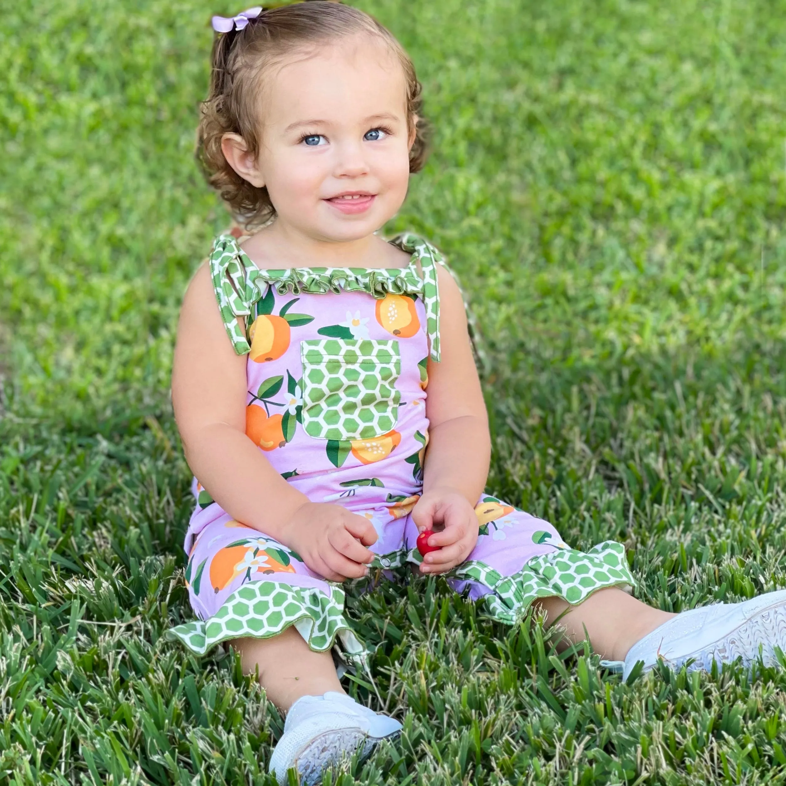 AnnLoren Boutique Pink Pretty as a Peach Baby/Toddler Girls Summer Romper