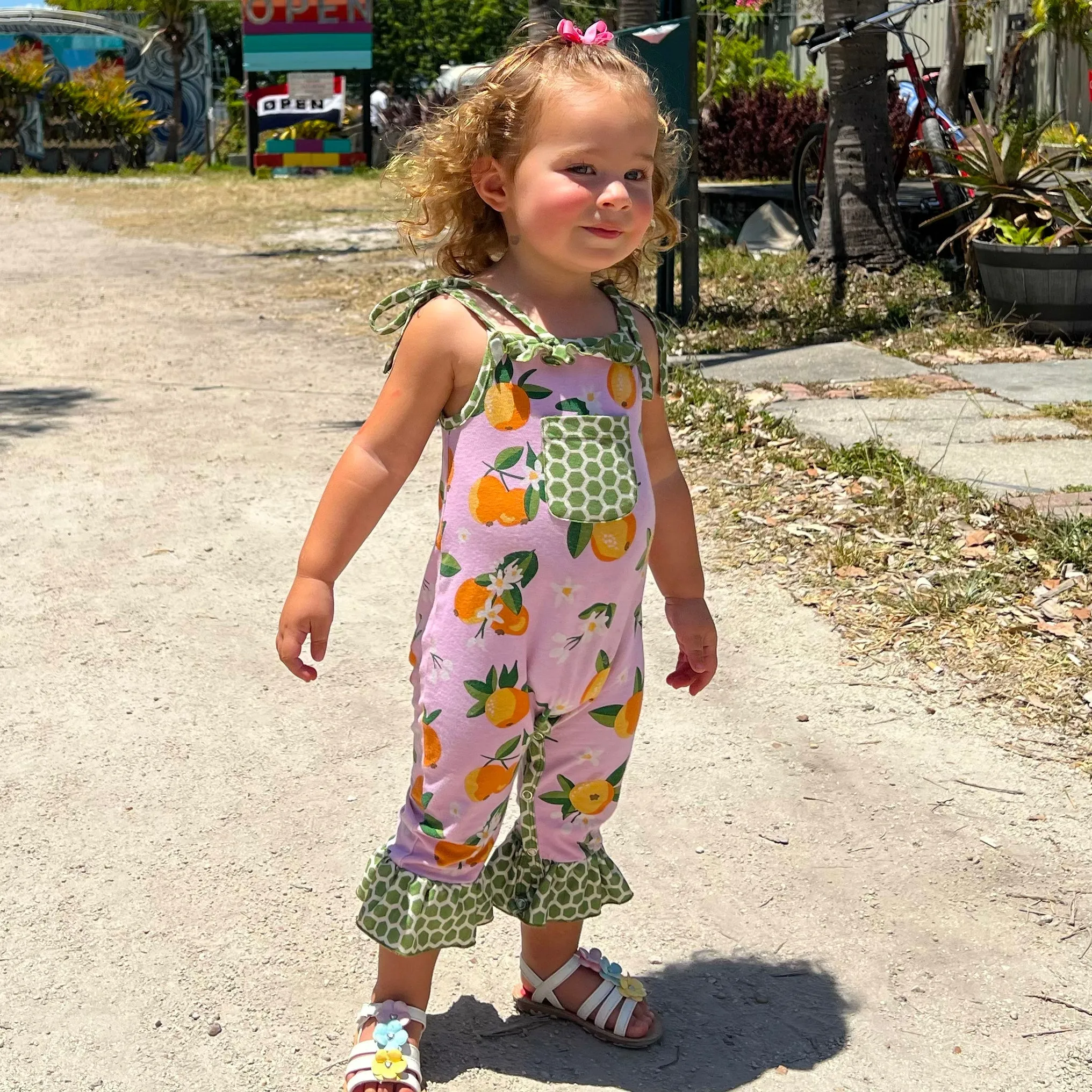AnnLoren Boutique Pink Pretty as a Peach Baby/Toddler Girls Summer Romper