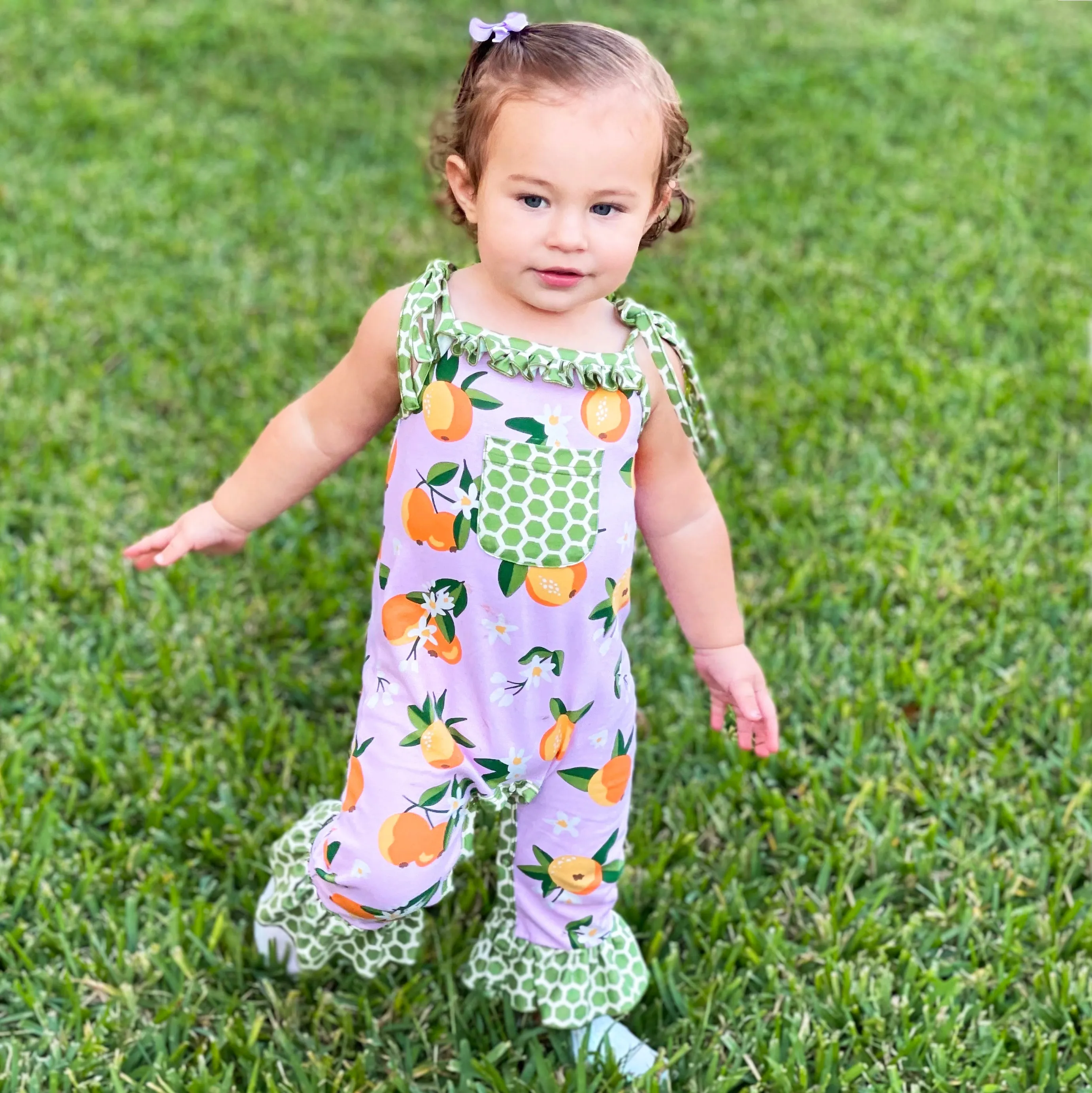 AnnLoren Boutique Pink Pretty as a Peach Baby/Toddler Girls Summer Romper