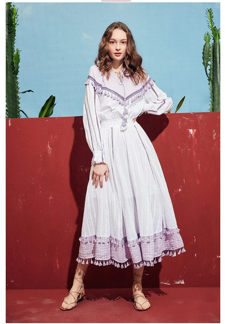 ARTKA TASSEL TIES AND HEM DETAIL MAXI DRESS