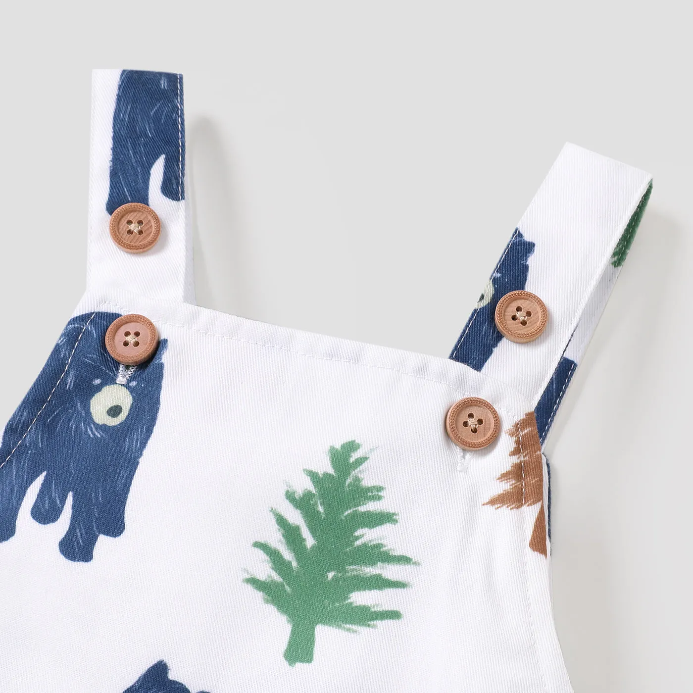 Baby Boy All Over Animal Bear and Tree Print Sleeveless Overalls Jumpsuit