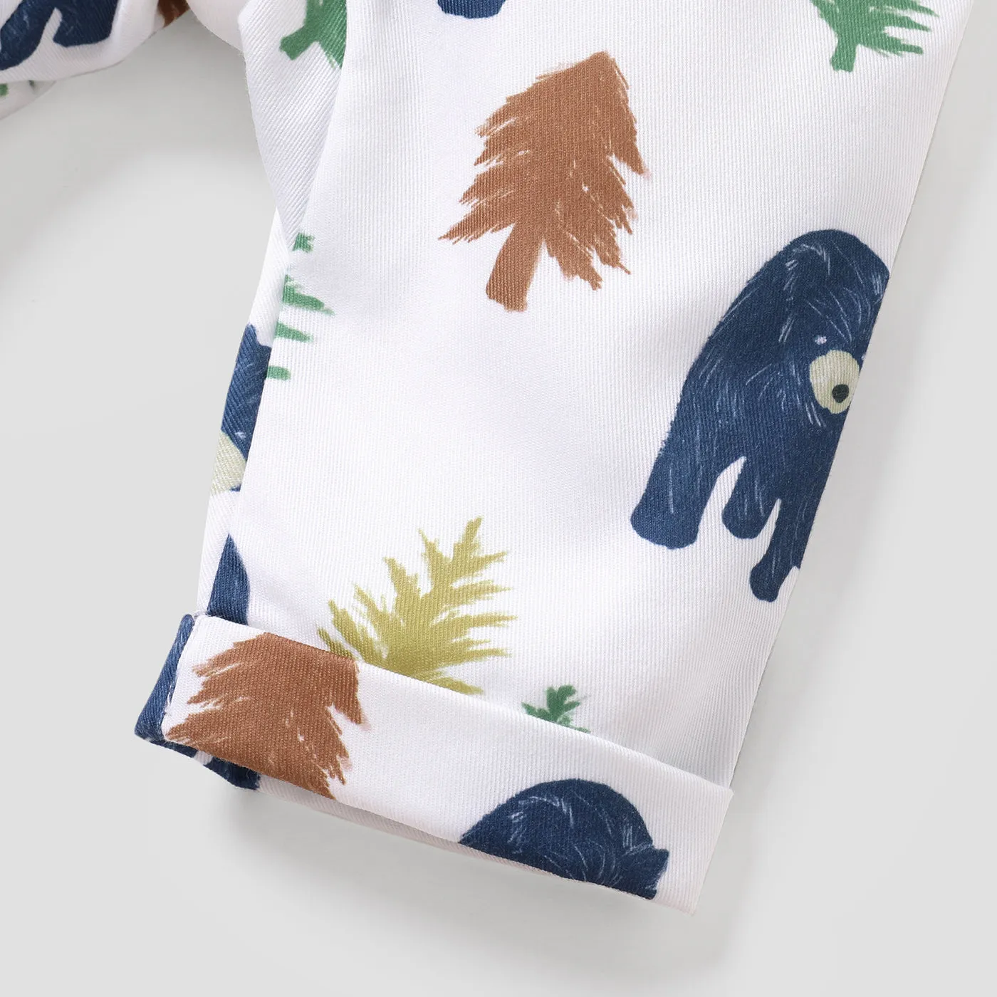 Baby Boy All Over Animal Bear and Tree Print Sleeveless Overalls Jumpsuit