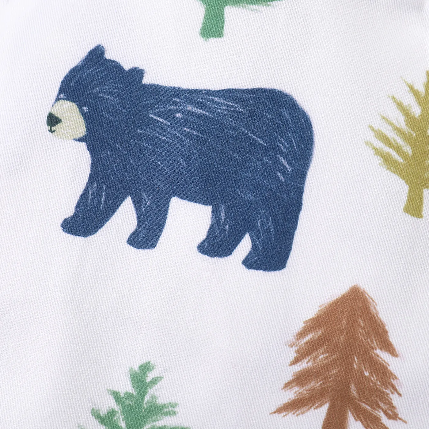 Baby Boy All Over Animal Bear and Tree Print Sleeveless Overalls Jumpsuit