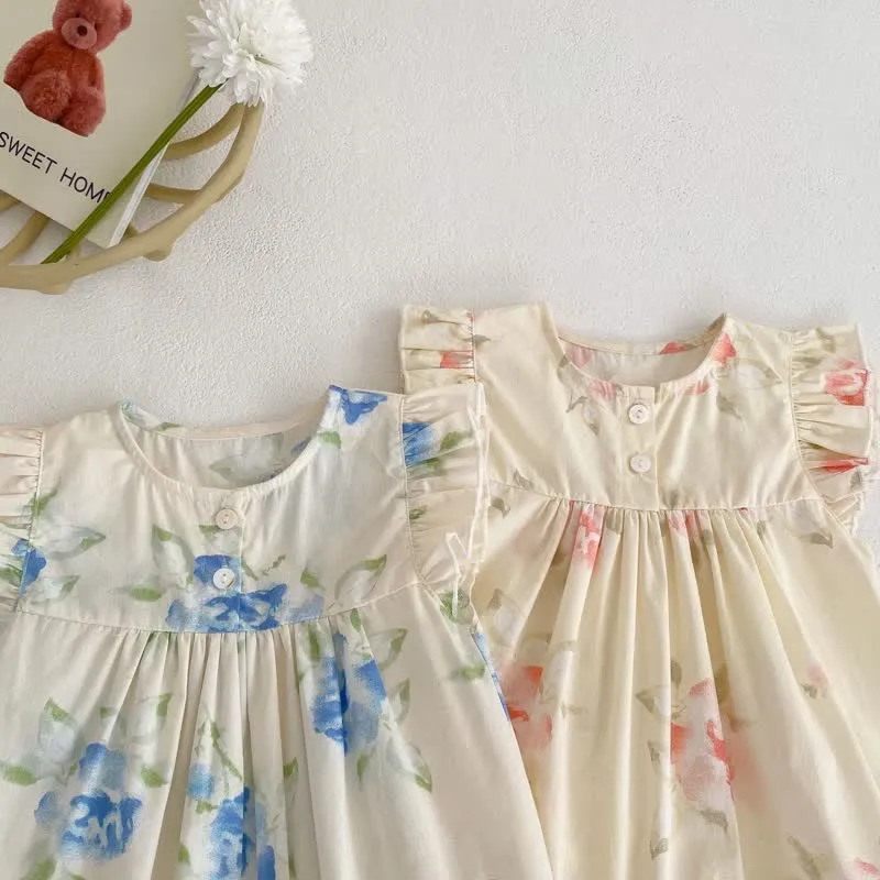 Baby Flower Ruffled Trim Romper Set