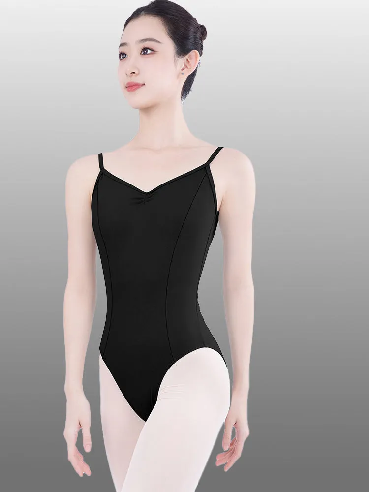 Ballet Brocade Spandex High Crotch V-Back Leotard Training Jumpsuit