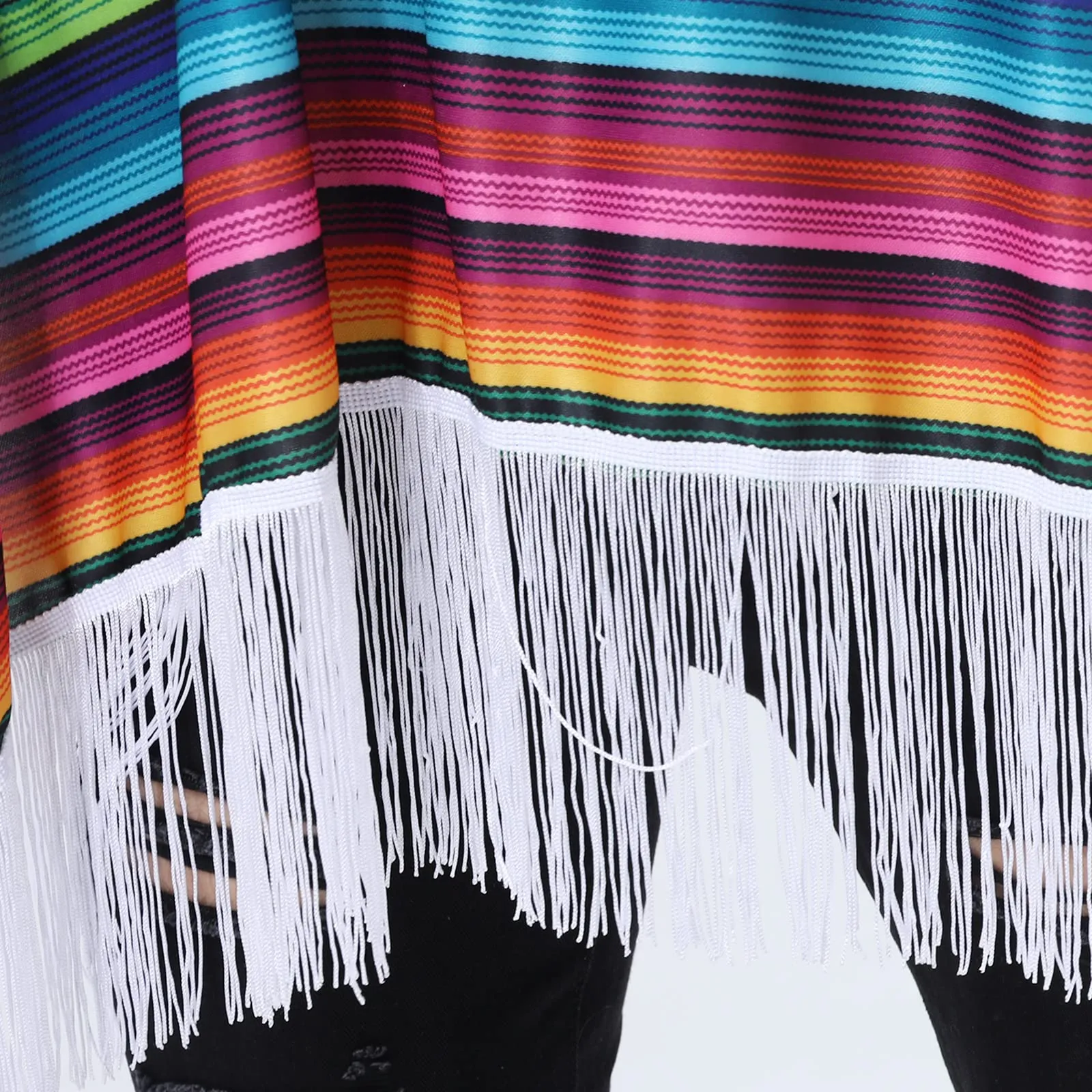 BEDJIMI Adult Cinco De Mayo Mexican Fiesta Serape Poncho Costume Mexican Fiesta Traditional Ponchos Cape for Men