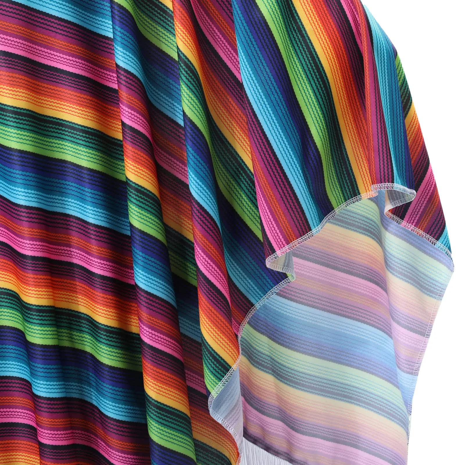 BEDJIMI Adult Cinco De Mayo Mexican Fiesta Serape Poncho Costume Mexican Fiesta Traditional Ponchos Cape for Men
