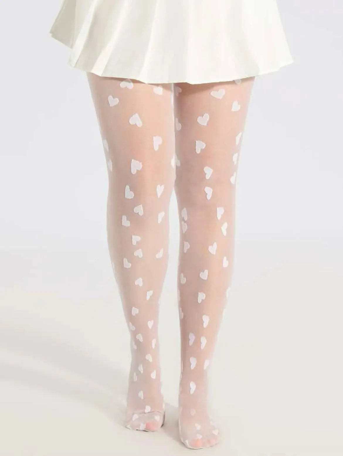 Black Plus Size Pantyhose with Hearts