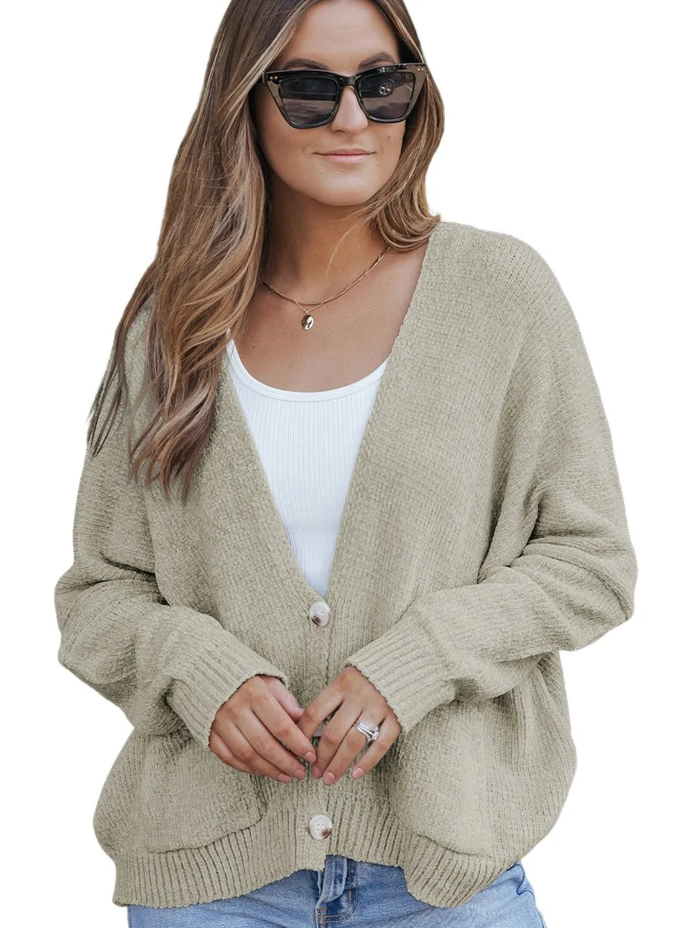Button-Front Knit Cardigan