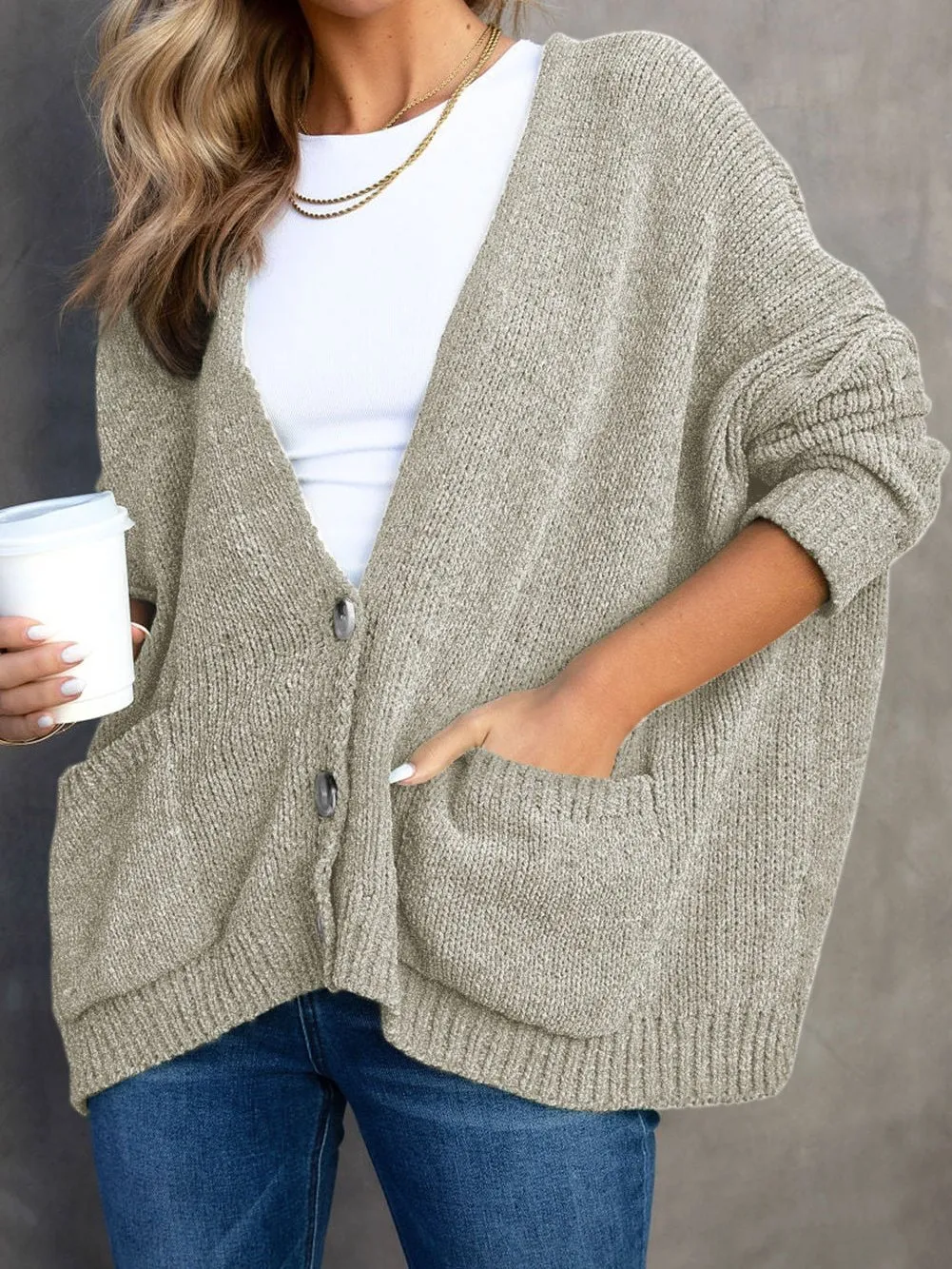 Button-Front Knit Cardigan