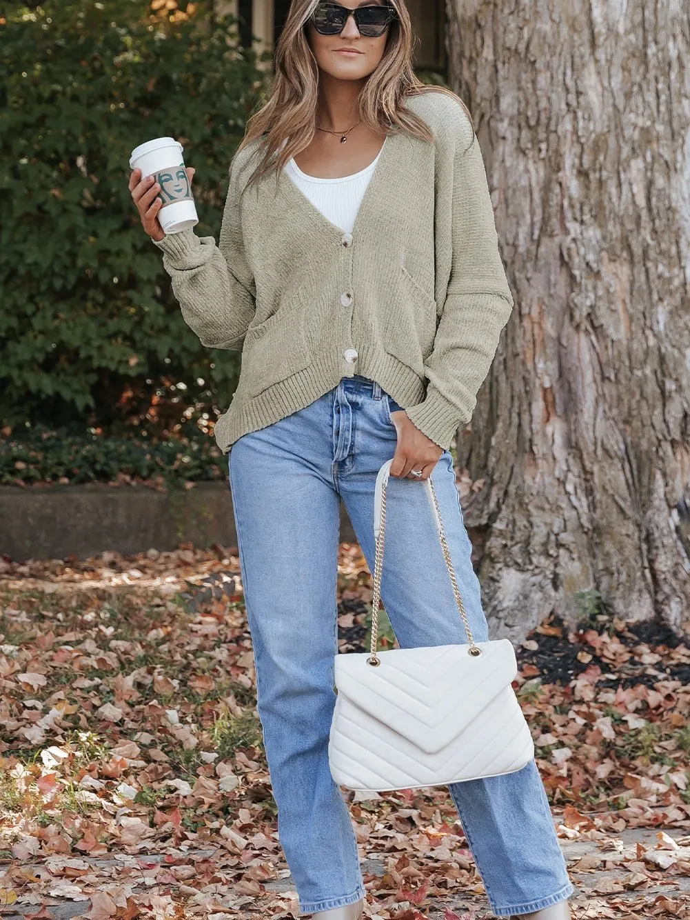 Button-Front Knit Cardigan