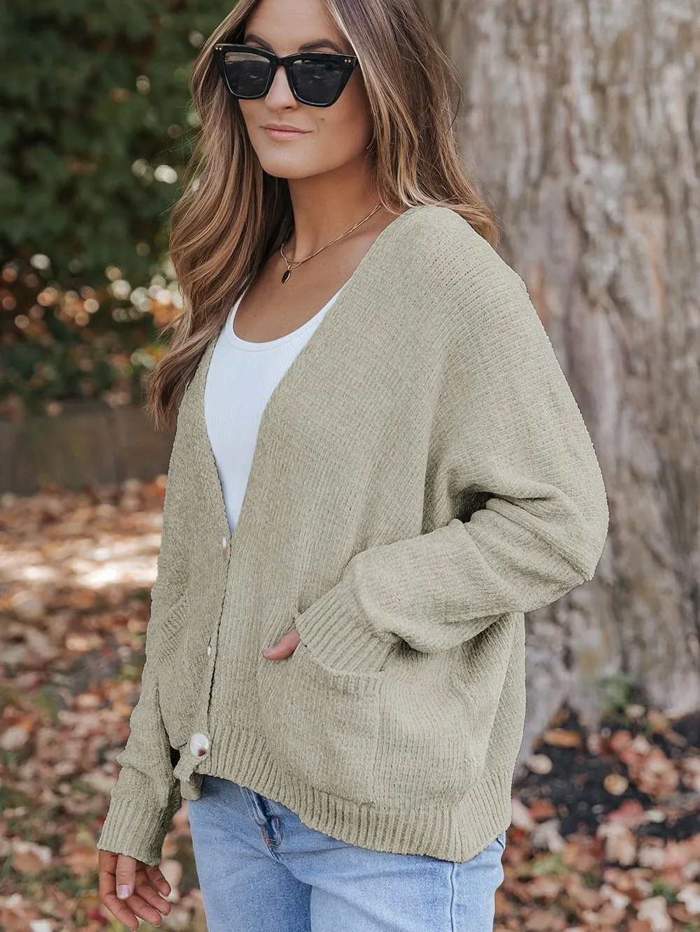 Button-Front Knit Cardigan