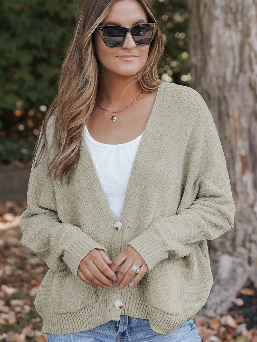 Button-Front Knit Cardigan