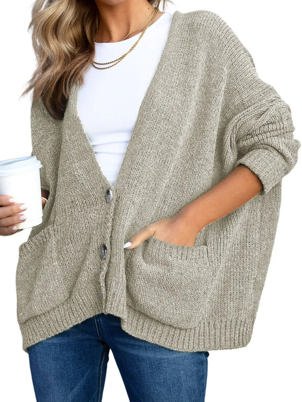 Button-Front Knit Cardigan