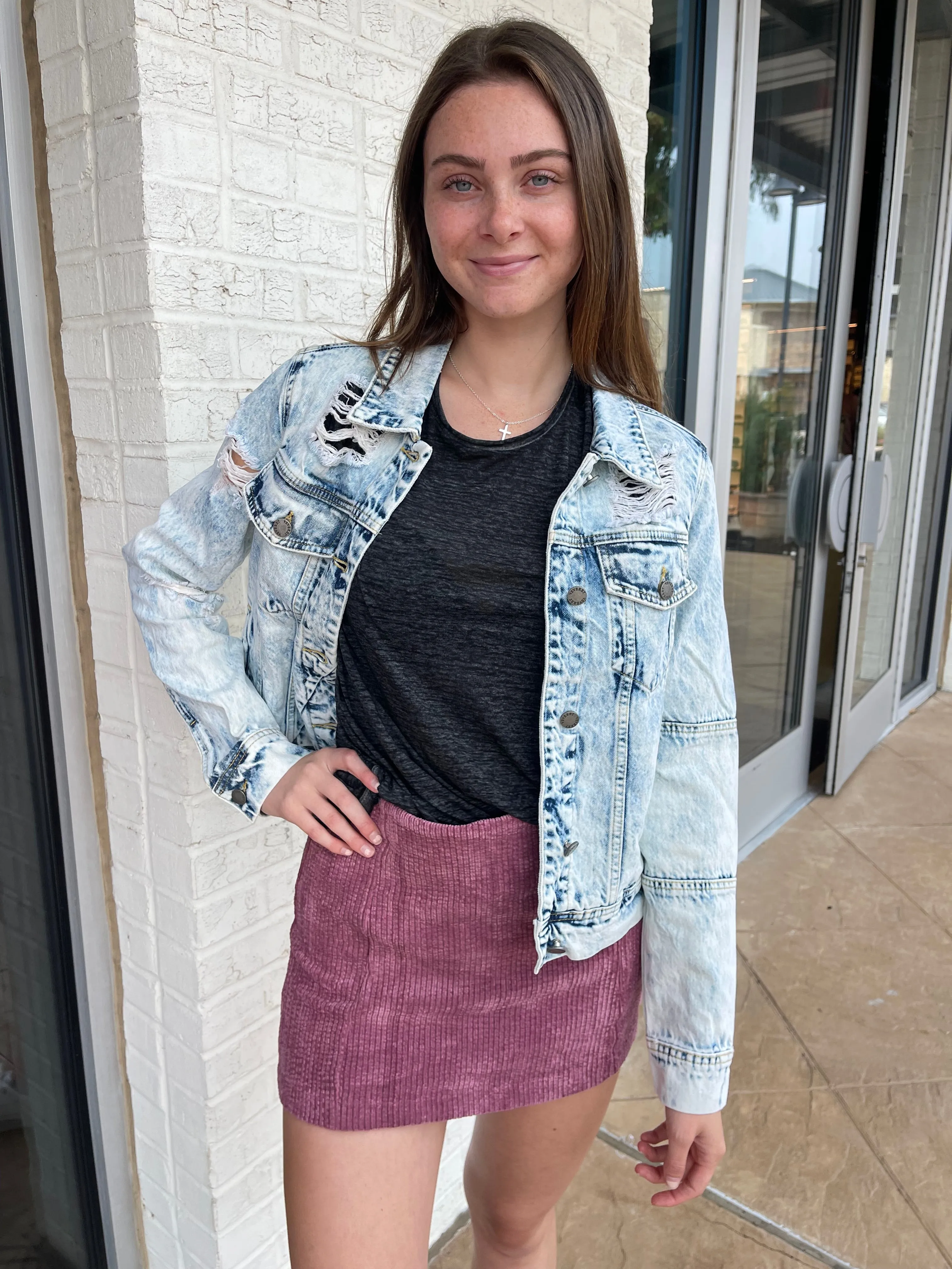 Caitlyn Cropped Denim Jacket