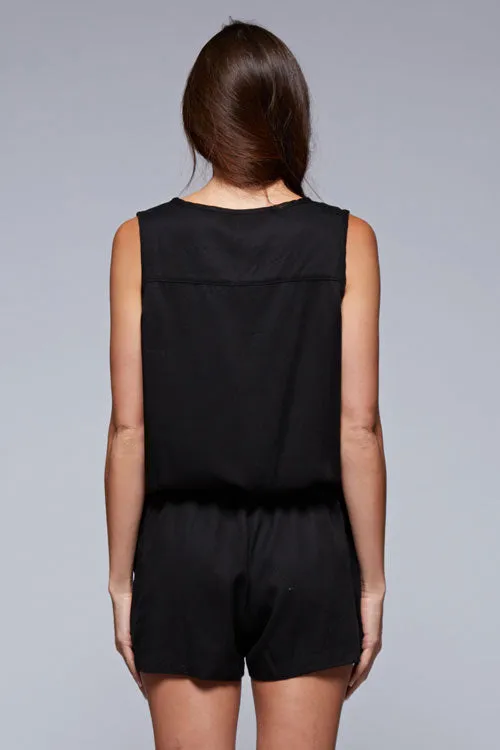 Casual Sleeveless Denim Romper