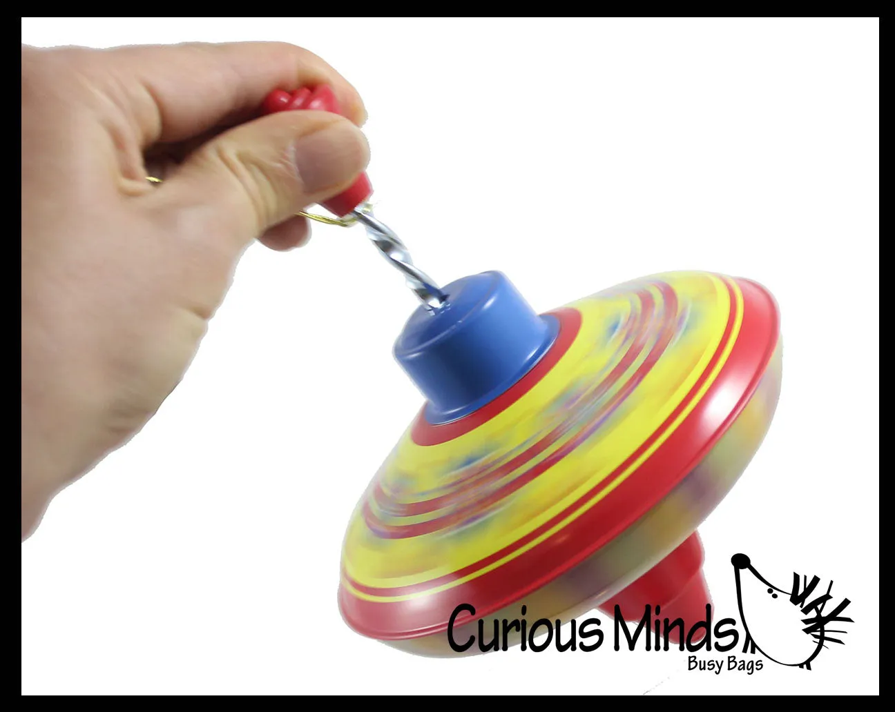 Classic Large Metal Tin Spinning Top Toy - Vintage Pump Style Classic Toy