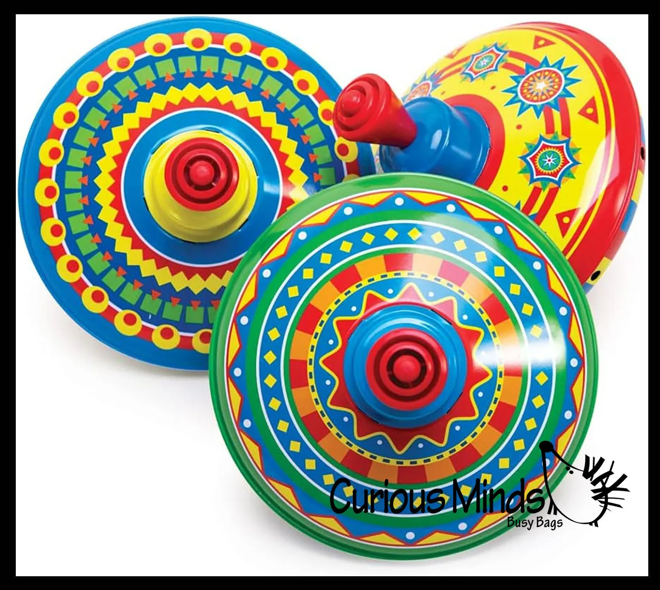 Classic Large Metal Tin Spinning Top Toy - Vintage Pump Style Classic Toy