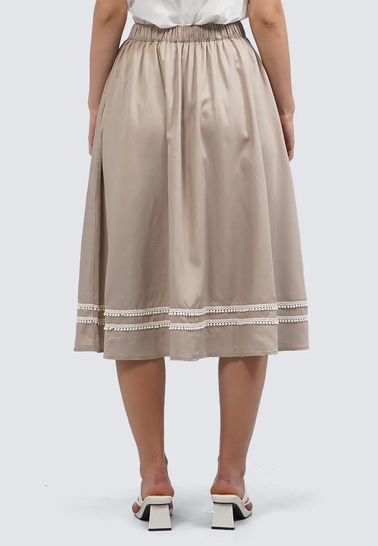 Contrast Details Midi Skirt