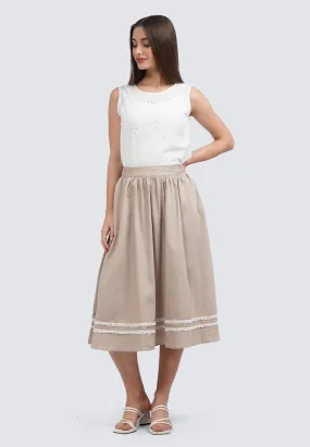 Contrast Details Midi Skirt