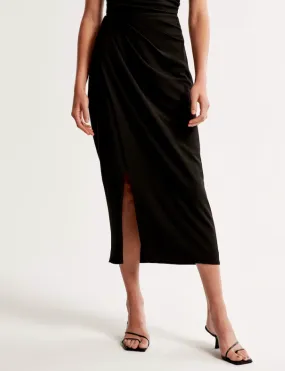 Crepe Draped Midi Skirt