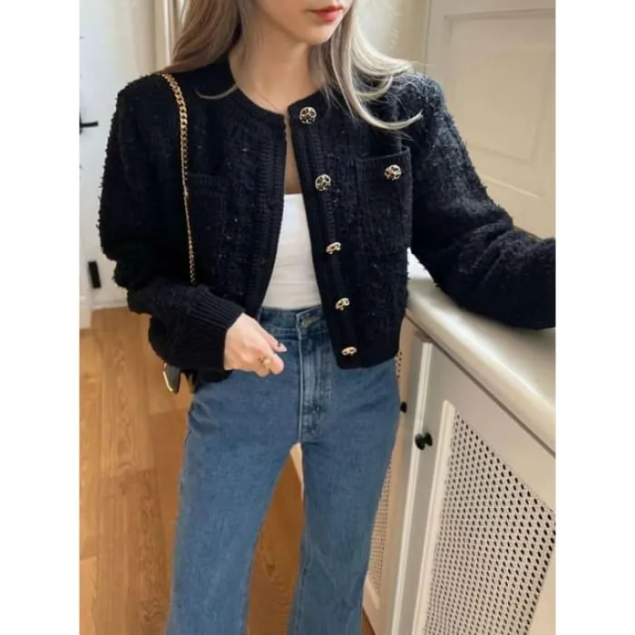 Cropped Crew-Neck Cardigan in 5 Colors