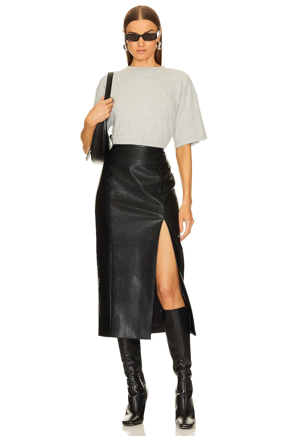 Dante Vegan Leather Midi Skirt