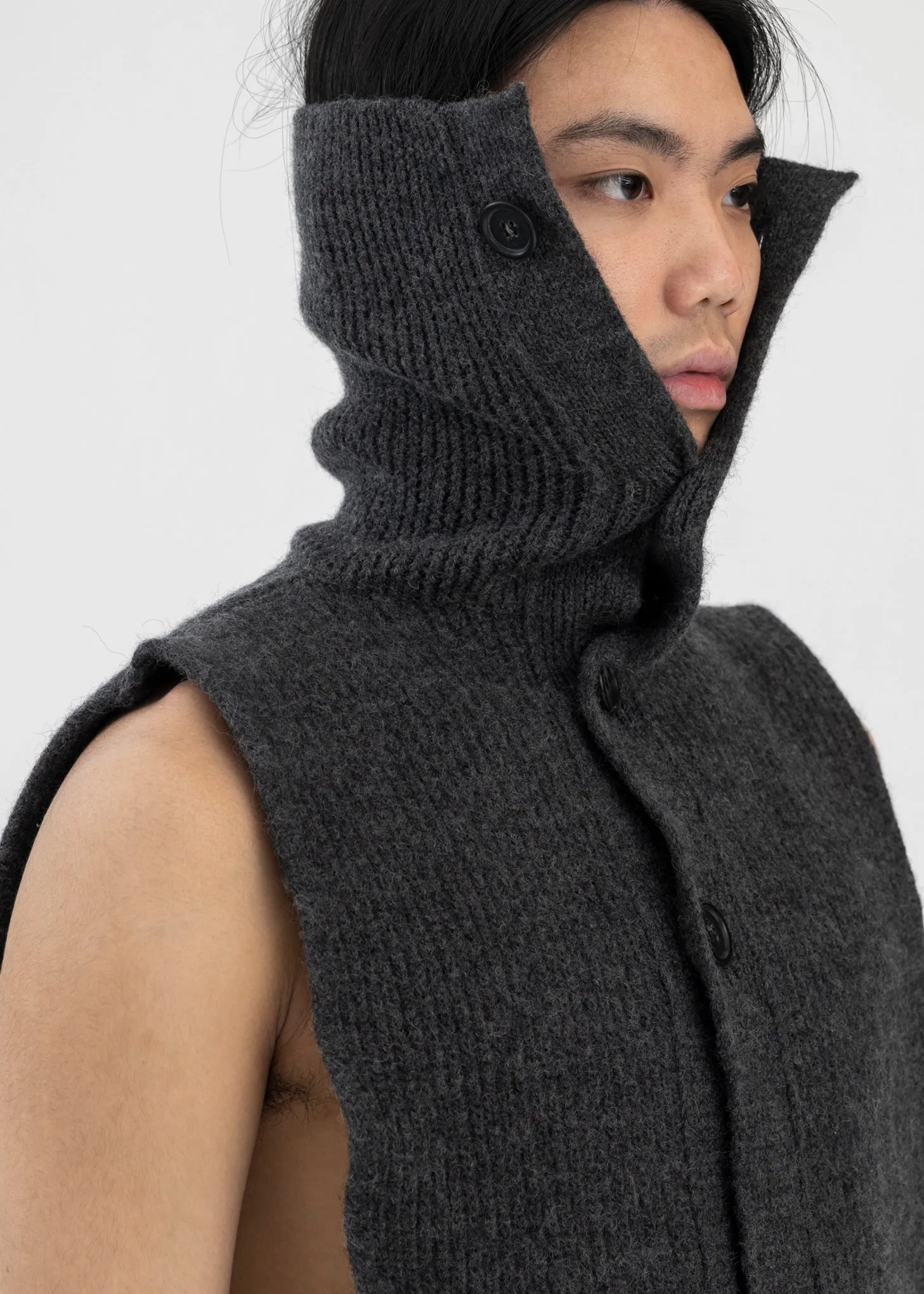 Dark Grey Turtleneck Scarf English Rib