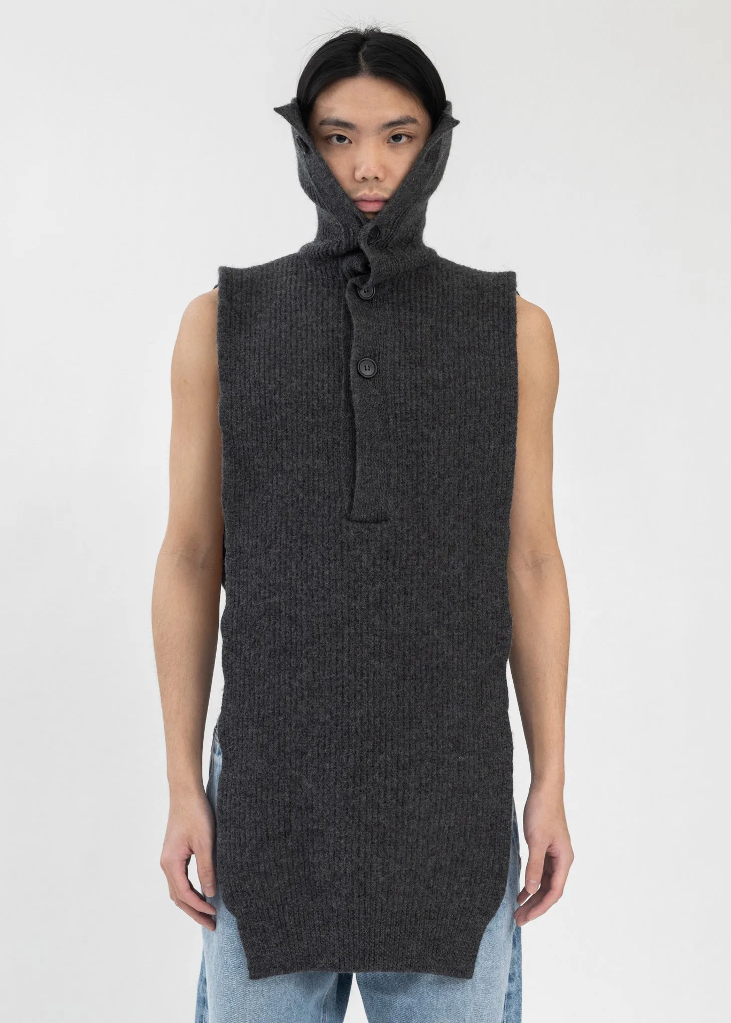 Dark Grey Turtleneck Scarf English Rib