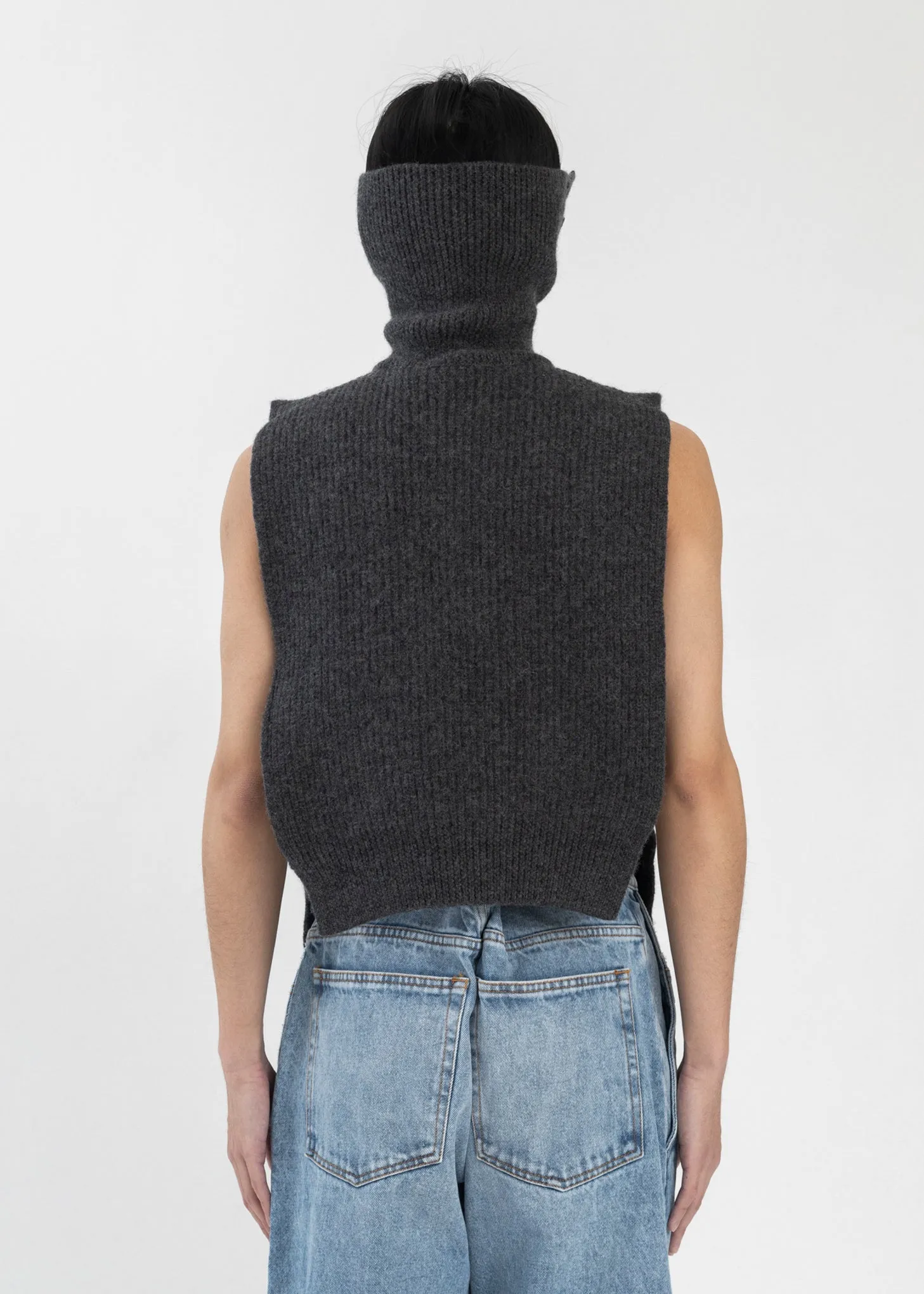 Dark Grey Turtleneck Scarf English Rib