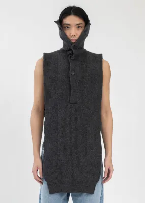 Dark Grey Turtleneck Scarf English Rib