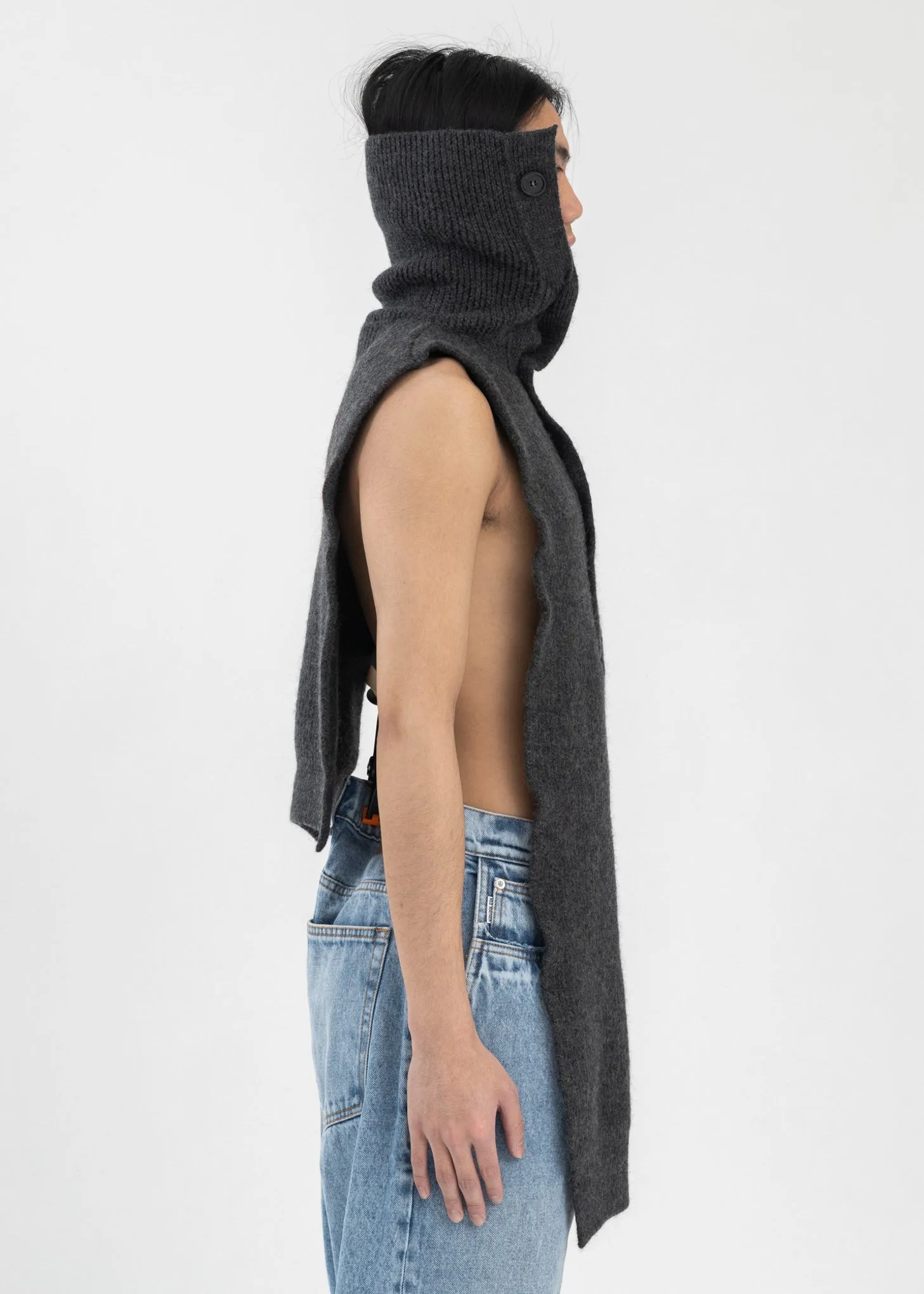 Dark Grey Turtleneck Scarf English Rib