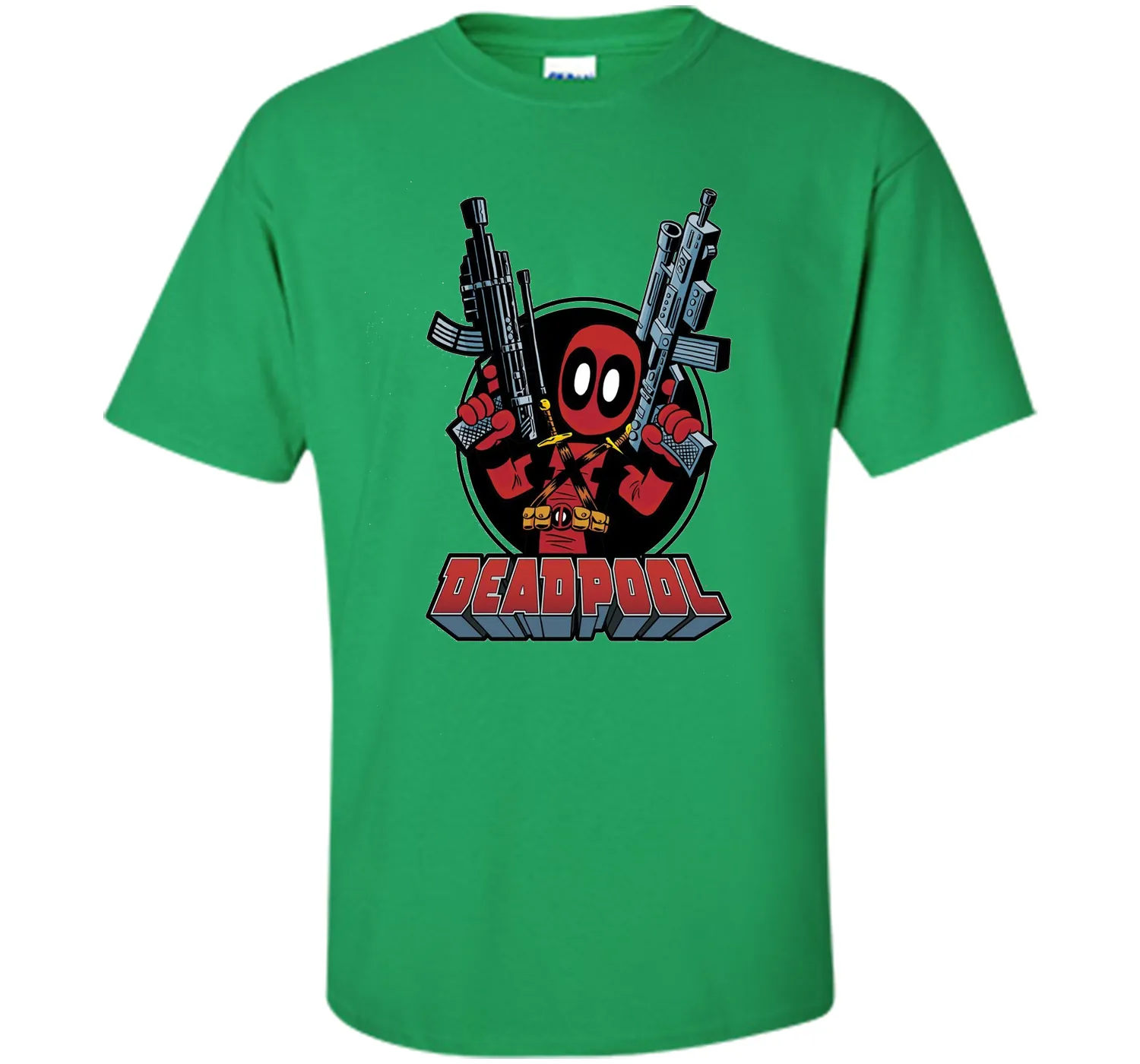 Deadpool Cartoon Guns Graphic T-Shirt