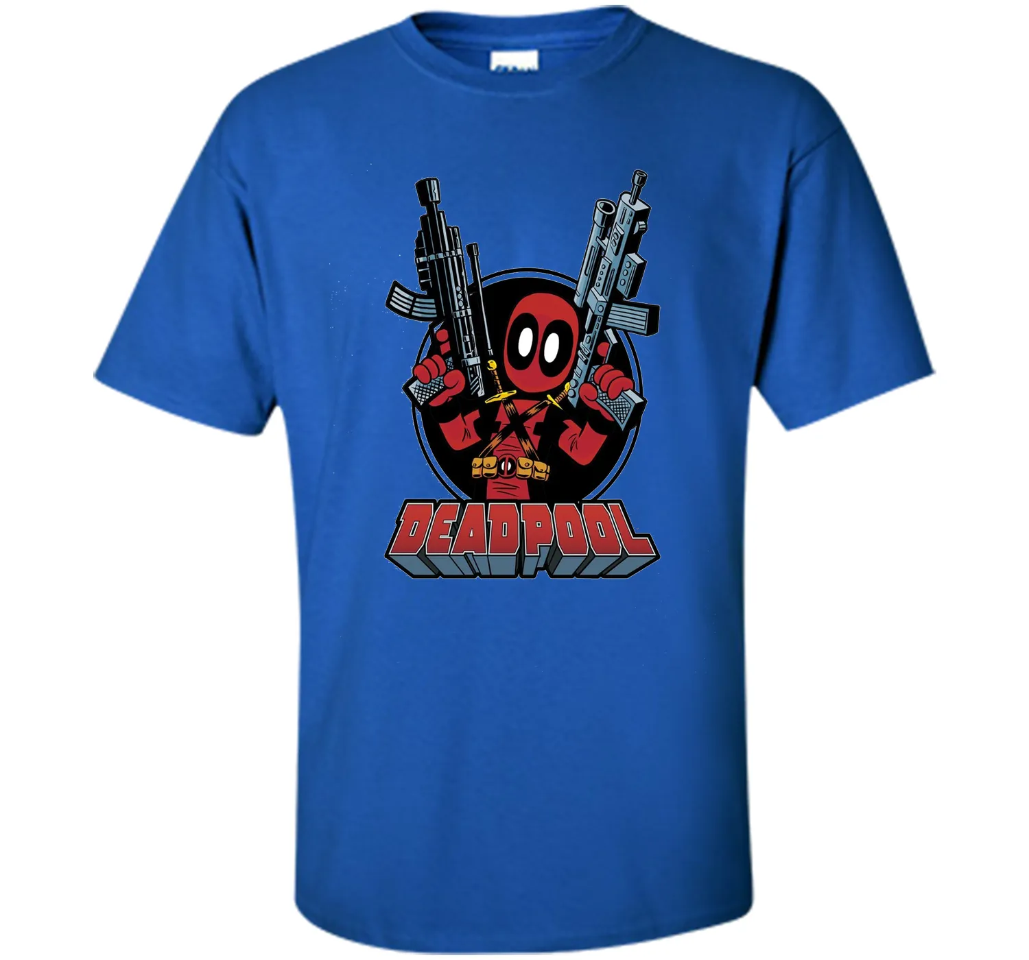 Deadpool Cartoon Guns Graphic T-Shirt
