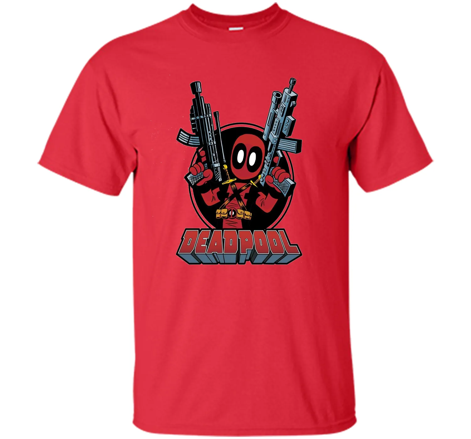 Deadpool Cartoon Guns Graphic T-Shirt