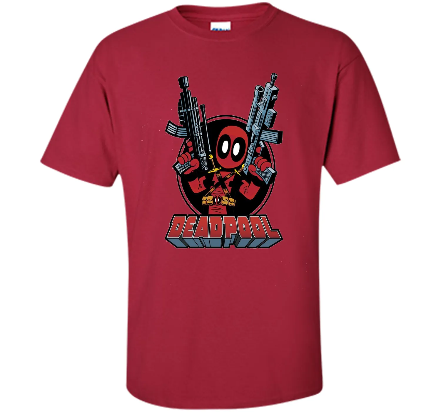 Deadpool Cartoon Guns Graphic T-Shirt