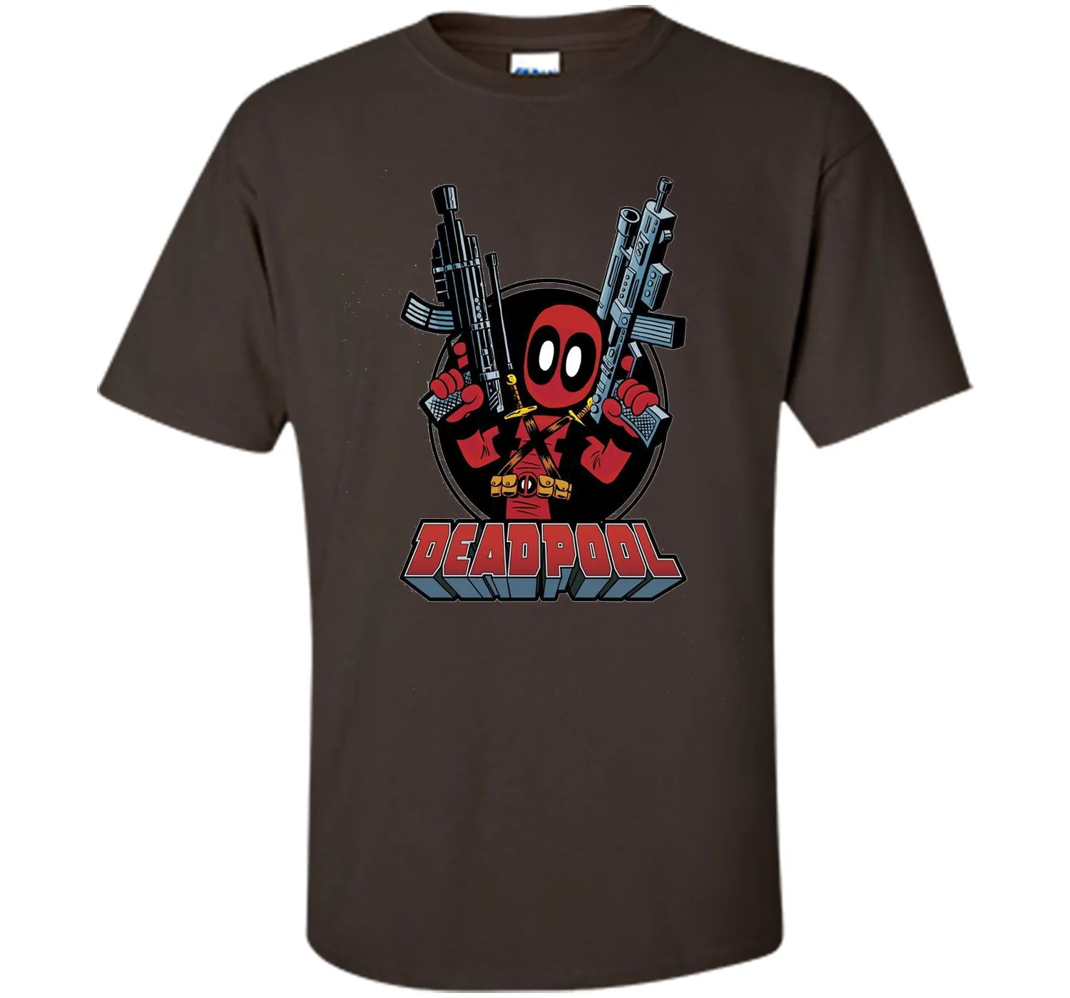 Deadpool Cartoon Guns Graphic T-Shirt