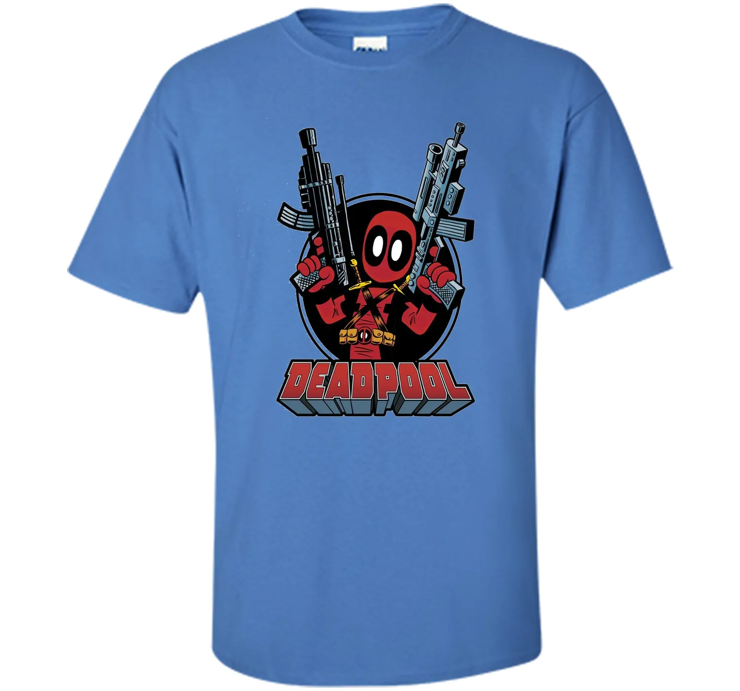 Deadpool Cartoon Guns Graphic T-Shirt