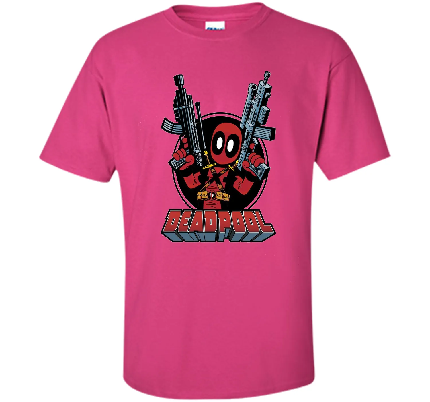 Deadpool Cartoon Guns Graphic T-Shirt