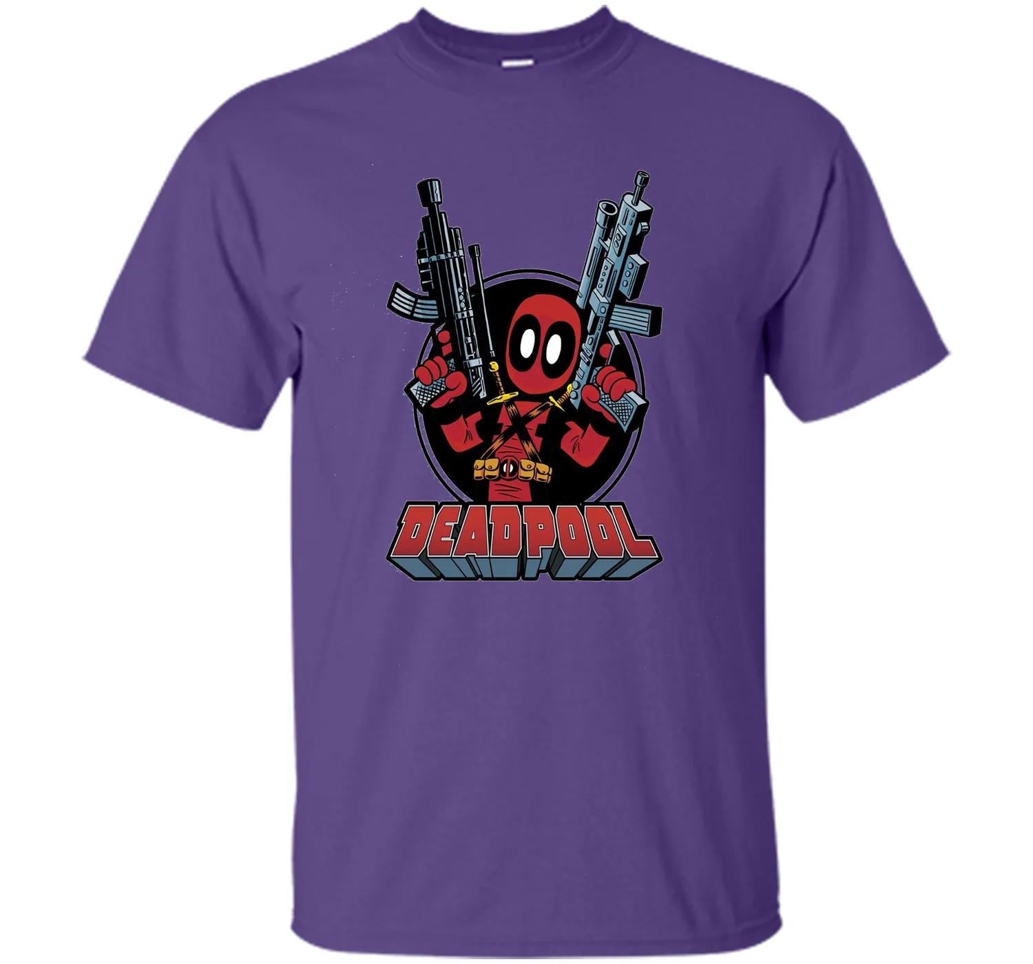 Deadpool Cartoon Guns Graphic T-Shirt