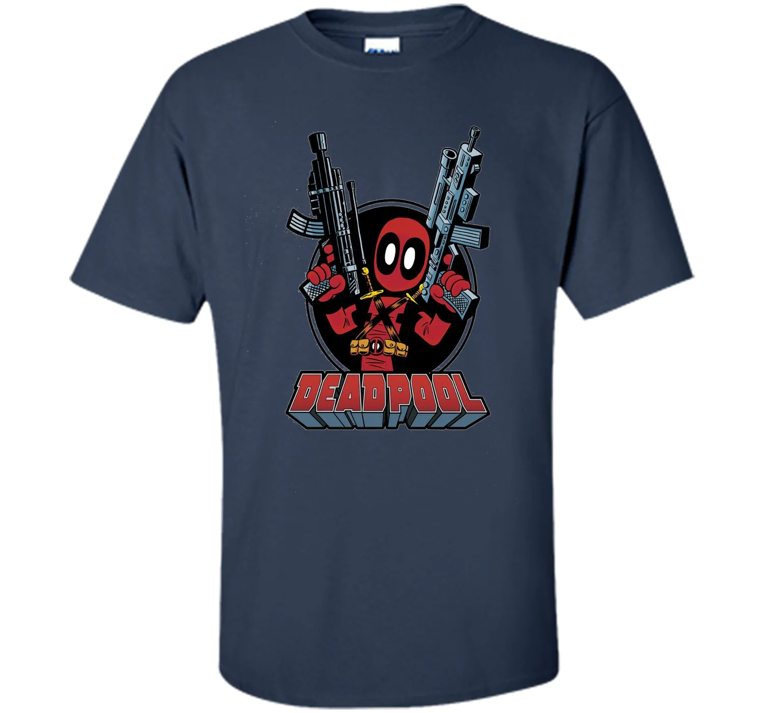 Deadpool Cartoon Guns Graphic T-Shirt