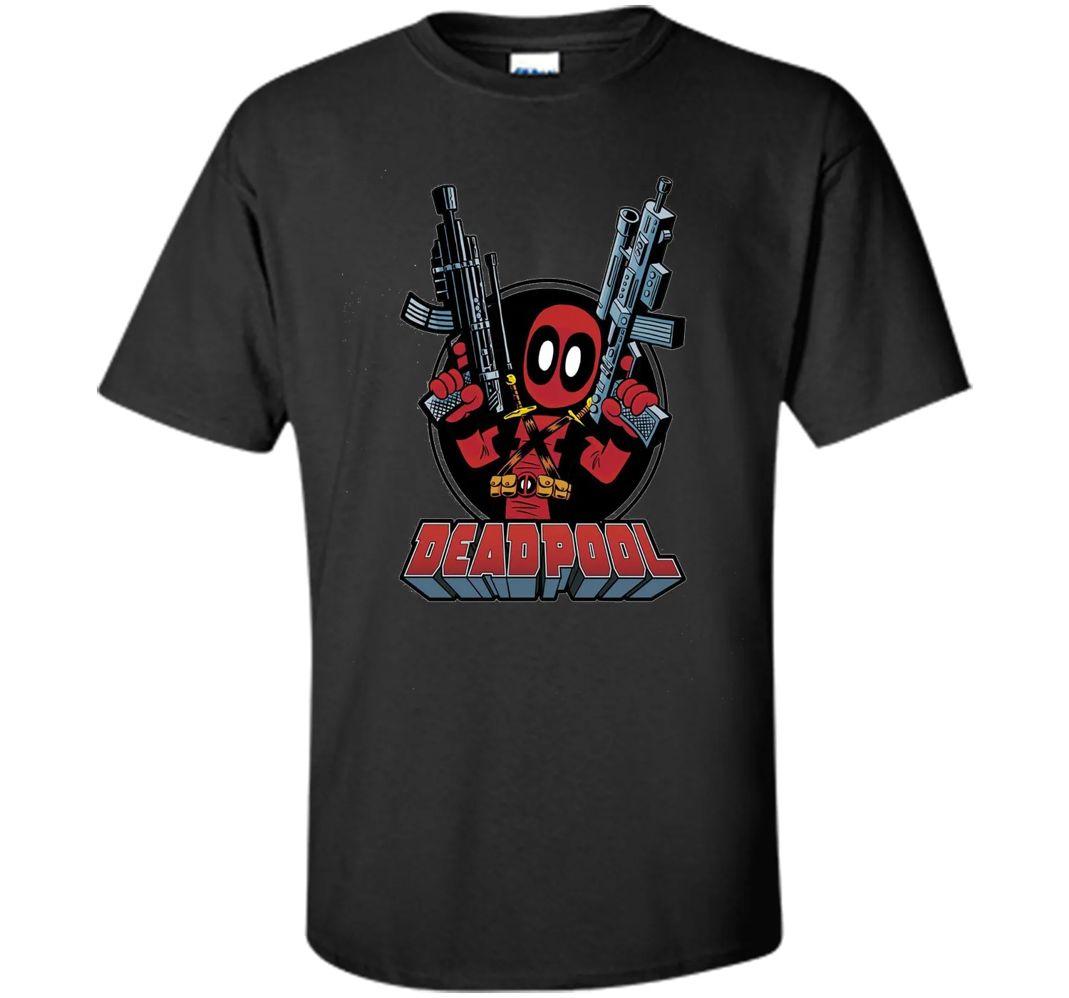 Deadpool Cartoon Guns Graphic T-Shirt